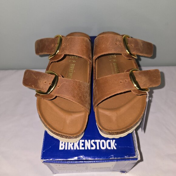 Birkenstock Arizona Big Buckle Cognac Oiled Leather, US W6/M4, New in Box - Picture 3 of 12